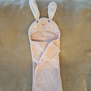 POTTERY BARN KIDS BUNNY BATH TOWEL in color PINK for size Baby to Toddler